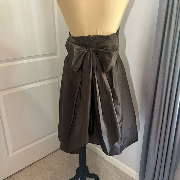 BCBG Maxazria Brown Halter Silk Bow Wrap Midi Dress 8 - Picture 5 of 7